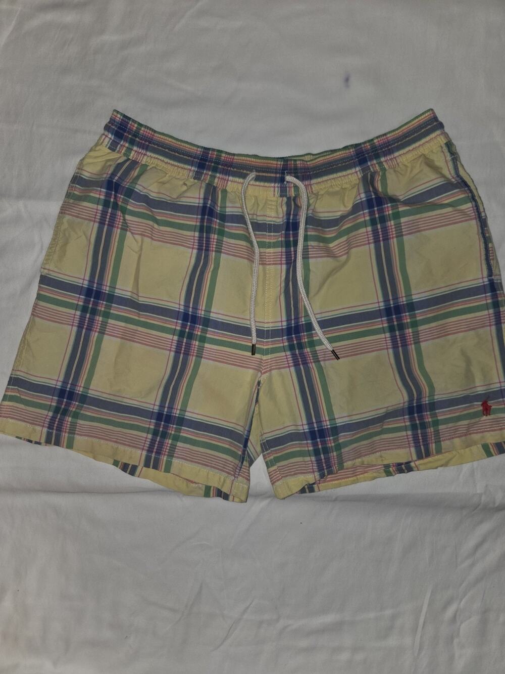 VTG POLO RALPH LAUREN Flannel Plaid Swim Shorts Bathing Suit Trunks Mens Size XL